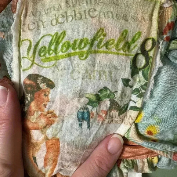 Johnny Was, Yellowfield 8 Maxi Sundress Medium 100% Silk Teal Orange Floral - Picture 4 of 10